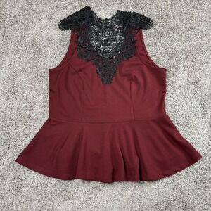 Womens Top 1X Lace Gothic Witchy Sleeveless Peplum Whimsigoth Romantic Vampire